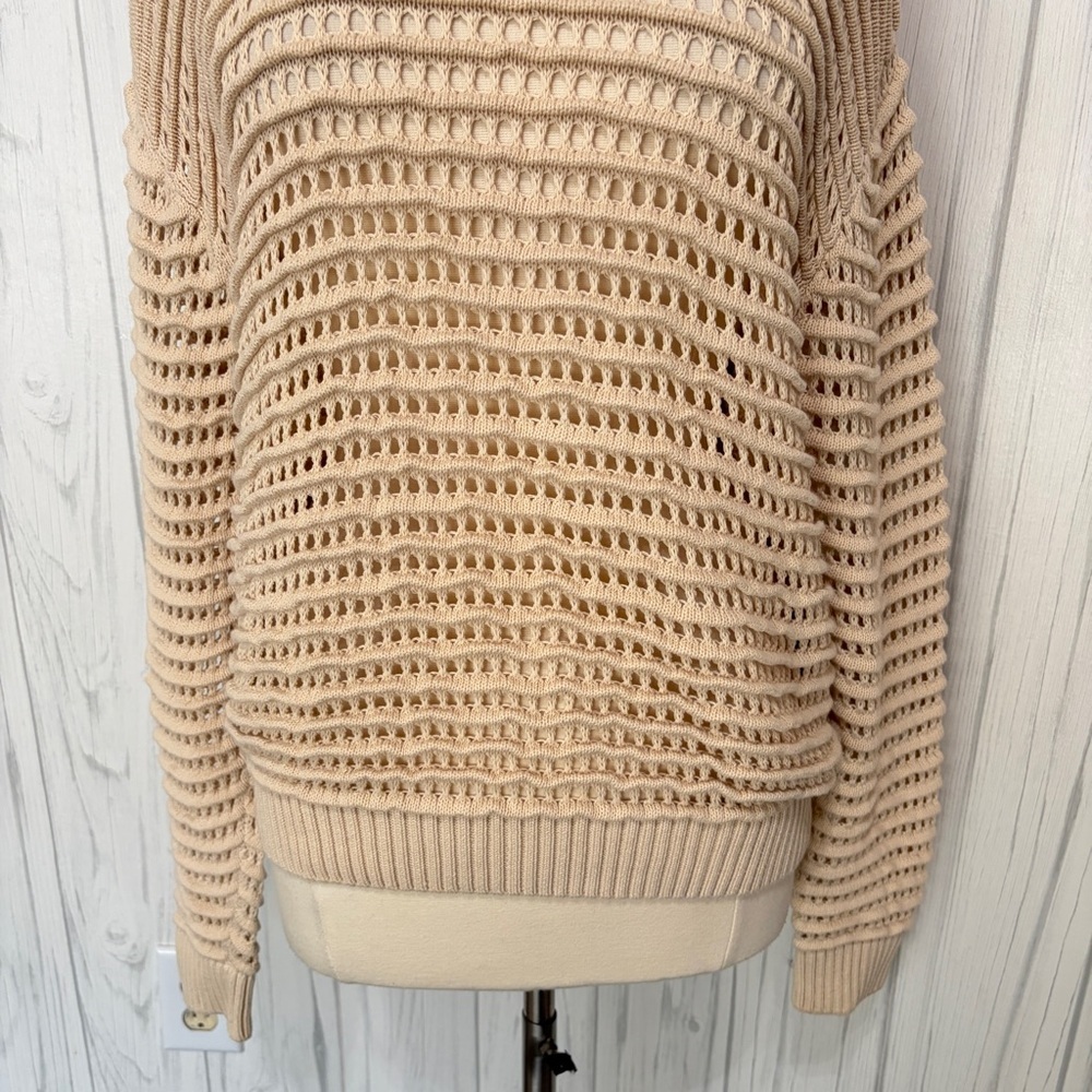 ZARA Oversized Chunky Open Knit Sweater in Beige, S/M - Picture 5 of 12